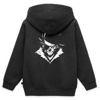 Piraten Totenkopf mit Augenklappe – Urban Skull - Kinder Premium Organic Zip Hoodie - Schwarz - Hinten - AI Model Kid Male (0cm)