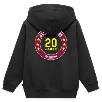 Friseurin Jubiläum 20 Jahre 20 jähriges Firmenjubi - Kinder Premium Organic Zip Hoodie - Schwarz - Hinten - AI Model Kid Male (0cm)