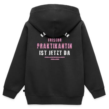Stagiaire en coiffure, merci pour votre stage au salon de coiffure. - Sweat Premium à capuche zippé enfant bio - noir - Dos - AI Model Kid Male (0cm)