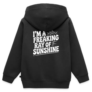 Ich bin ein verdammter Sonnenstrahl - Kinder Premium Organic Zip Hoodie - Schwarz - Hinten - AI Model Kid Male (0cm)