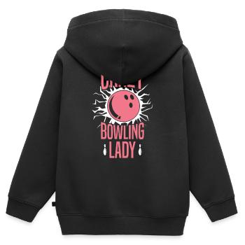 Crazy Bowling Lady Pink Sports Lover Design - Kids Premium Organic Zip-up Hoodie - black - Back - AI Model Kid Male (0cm)