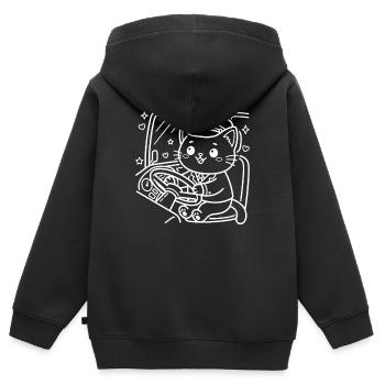Kawaii Katze Busfahrer - Kinder Premium Organic Zip Hoodie - Schwarz - Hinten - AI Model Kid Male (0cm)