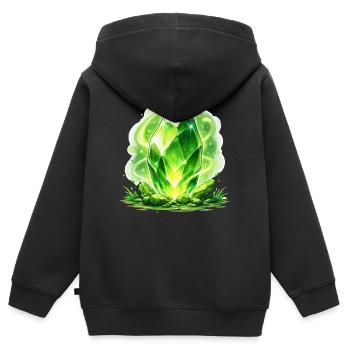 Grüner Kristallzauber - Kinder Premium Organic Zip Hoodie - Schwarz - Hinten - AI Model Kid Male (0cm)