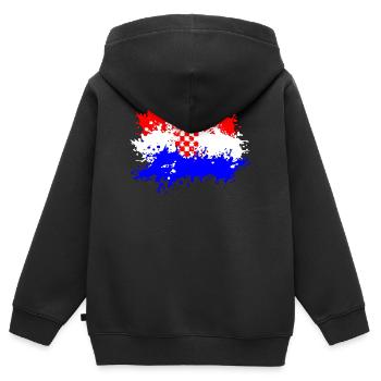 Kroatien Flagge Splash - Kinder Premium Organic Zip Hoodie - Schwarz - Hinten - AI Model Kid Male (0cm)