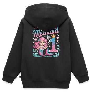 Sirène 1er anniversaire 1 année - Sweat Premium à capuche zippé enfant bio - noir - Dos - AI Model Kid Male (0cm)