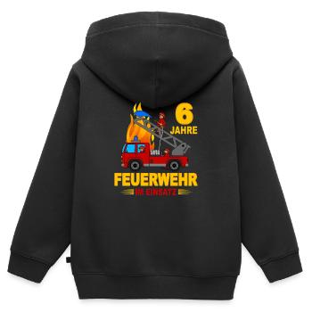 Feuerwehr 6 Jahre im Einsatz - Kinder Premium Organic Zip Hoodie - Schwarz - Hinten - AI Model Kid Male (0cm)