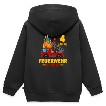4 years of fire brigade in action - Kids Premium Organic Zip-up Hoodie - black - Back - AI Model Kid Male (0cm)