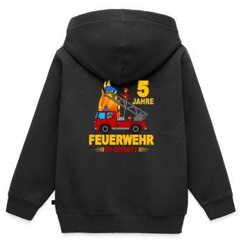 Fire brigade 5 years in action - Kids Premium Organic Zip-up Hoodie - black - Back - AI Model Kid Male (0cm)