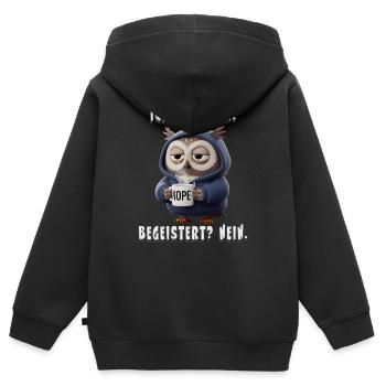 Sweat à capuche de la chouette endormie NON Humour - Sweat Premium à capuche zippé enfant bio - noir - Dos - AI Model Kid Male (0cm)