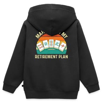 Le Mahjong, c’est mon plan de retraite. Drôle. - Sweat Premium à capuche zippé enfant bio - noir - Dos - AI Model Kid Male (0cm)