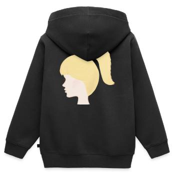 Blonder Pferdeschwanz Porträt Puppe Spielzeugpuppe - Kinder Premium Organic Zip Hoodie - Schwarz - Hinten - AI Model Kid Male (0cm)