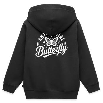 Antisoziales Schmetterlingslogo - Kinder Premium Organic Zip Hoodie - Schwarz - Hinten - AI Model Kid Male (0cm)