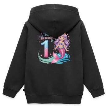 Sirène 1er anniversaire 1 année - Sweat Premium à capuche zippé enfant bio - noir - Dos - AI Model Kid Male (0cm)