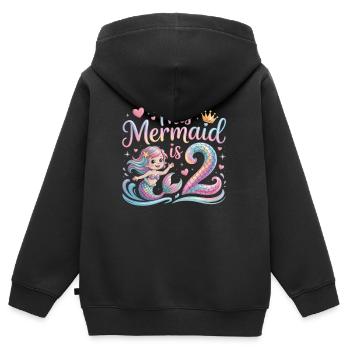 Meerjungfrau 2. Geburtstag 2 Jahre - Kinder Premium Organic Zip Hoodie - Schwarz - Hinten - AI Model Kid Male (0cm)