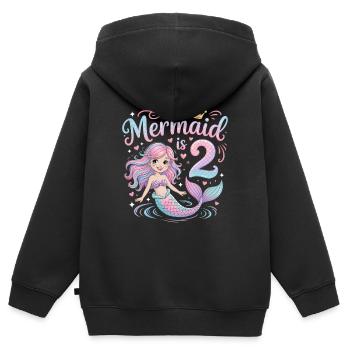 Meerjungfrau 2. Geburtstag 2 Jahre - Kinder Premium Organic Zip Hoodie - Schwarz - Hinten - AI Model Kid Male (0cm)