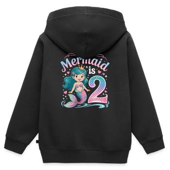 Meerjungfrau 2. Geburtstag 2 Jahre - Kinder Premium Organic Zip Hoodie - Schwarz - Hinten - AI Model Kid Male (0cm)