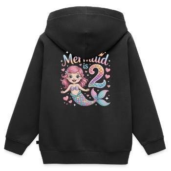Meerjungfrau 2. Geburtstag 2 Jahre - Kinder Premium Organic Zip Hoodie - Schwarz - Hinten - AI Model Kid Male (0cm)