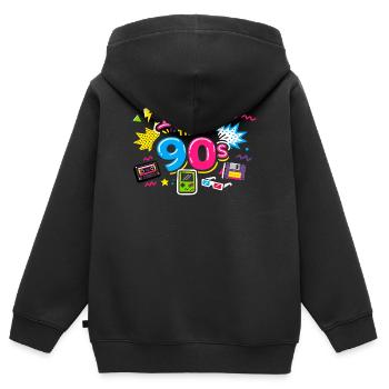 90er Jahre - Kinder Premium Organic Zip Hoodie - Schwarz - Hinten - AI Model Kid Male (0cm)