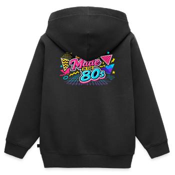 Rétro néon fabriqué dans les années 80 - Sweat Premium à capuche zippé enfant bio - noir - Dos - AI Model Kid Male (0cm)
