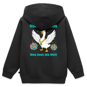 Disco Gans: Hura die Gans, was kost die Welt! - Kinder Premium Organic Zip Hoodie - Schwarz - Hinten - AI Model Kid Male (0cm)