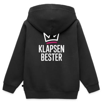 Meilleure phrase folle du bureau - Sweat Premium à capuche zippé enfant bio - noir - Dos - AI Model Kid Male (0cm)
