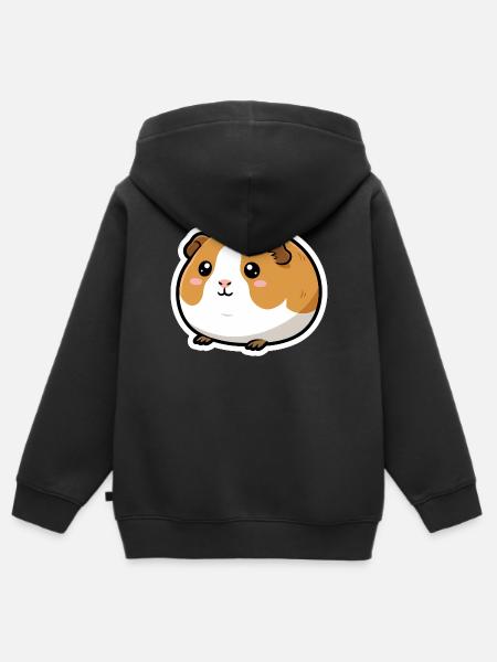 Meerschweinchen Kopf Sticker - Kinder Premium Organic Zip Hoodie - Schwarz