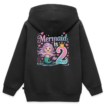 Meerjungfrau 2. Geburtstag 2 Jahre - Kinder Premium Organic Zip Hoodie - Schwarz - Hinten - AI Model Kid Male (0cm)