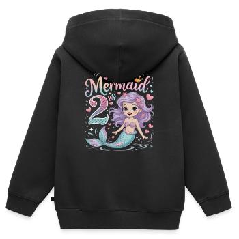 Meerjungfrau 2. Geburtstag 2 Jahre - Kinder Premium Organic Zip Hoodie - Schwarz - Hinten - AI Model Kid Male (0cm)