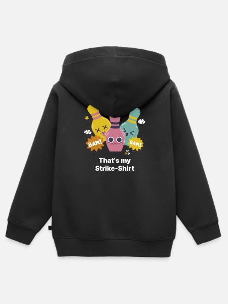 Strike Shirt Bowling Trio - Kinder Premium Organic Zip Hoodie - Schwarz