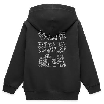 Croquis à la craie de chats - Sweat Premium à capuche zippé enfant bio - noir - Dos - AI Model Kid Male (0cm)