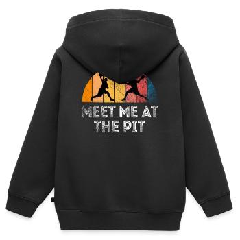 Triff mich in der Grube - Kinder Premium Organic Zip Hoodie - Schwarz - Hinten - AI Model Kid Male (0cm)