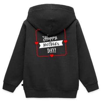Happy Mothers Day Herz Umrandung - Weiß Rot - Kinder Premium Organic Zip Hoodie - Schwarz - Hinten - AI Model Kid Male (0cm)