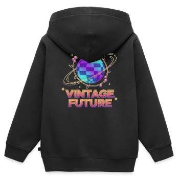 Retro-futuristischer Vintage-Future Pixel Planet - Kinder Premium Organic Zip Hoodie - Schwarz - Hinten - AI Model Kid Male (0cm)