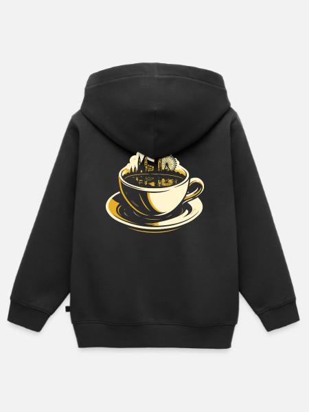 Vienna in a Cup - Kinder Premium Organic Zip Hoodie - Schwarz