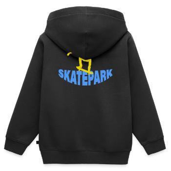 SKATEPARK - Kinder Premium Organic Zip Hoodie - Schwarz - Hinten - AI Model Kid Male (0cm)