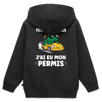 Humor Ich habe meinen Führerschein - Kinder Premium Organic Zip Hoodie - Schwarz - Hinten - AI Model Kid Male (0cm)