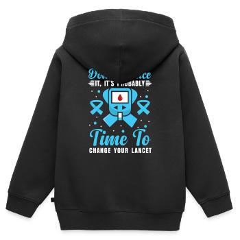 Diabetes Typ 1 Diabetiker - Kinder Premium Organic Zip Hoodie - Schwarz - Hinten - AI Model Kid Male (0cm)
