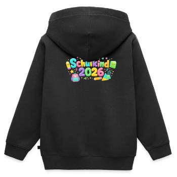 Don d’inscription scolaire 2026 - Sweat Premium à capuche zippé enfant bio - noir - Dos - AI Model Kid Male (0cm)