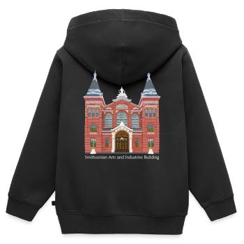 Washington DC., Handzeichnung Museum - Kinder Premium Organic Zip Hoodie - Schwarz - Hinten - AI Model Kid Male (0cm)