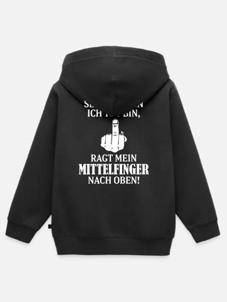 Savage German Middle Finger Slogan Graphic - Kinder Premium Organic Zip Hoodie - Schwarz