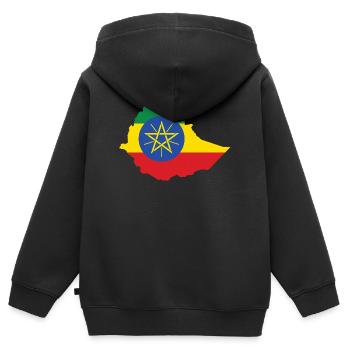 Äthiopien Power Rasta Reggae Rastafari Roots  - Kinder Premium Organic Zip Hoodie - Schwarz - Hinten - AI Model Kid Male (0cm)