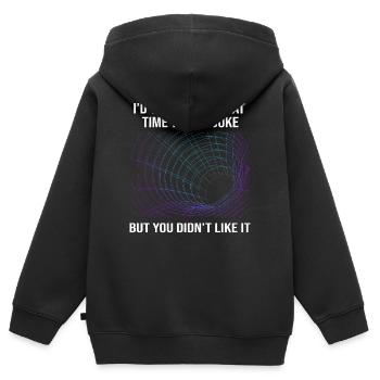 Time travel - Kids Premium Organic Zip-up Hoodie - black - Back - AI Model Kid Male (0cm)