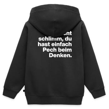 TU AS JUSTE DE LA MALCHANCE EN PENSANT. DON DE SARCASME - Sweat Premium à capuche zippé enfant bio - noir - Dos - AI Model Kid Male (0cm)