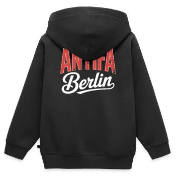 Antifa Berlin - T-shirt antifasciste - Sweat Premium à capuche zippé enfant bio - noir - Dos - AI Model Kid Male (0cm)