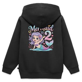 Meerjungfrau 2. Geburtstag 2 Jahre - Kinder Premium Organic Zip Hoodie - Schwarz - Hinten - AI Model Kid Male (0cm)