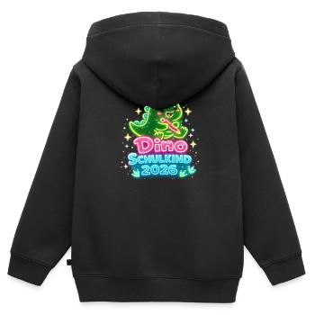 Inscription scolaire Dino Schoolchild 2026 - Sweat Premium à capuche zippé enfant bio - noir - Dos - AI Model Kid Male (0cm)