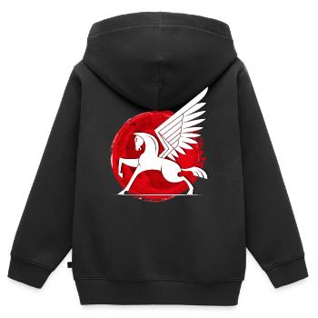 Légende de l’équitation de Pégase dans le Cercle Rouge - Sweat Premium à capuche zippé enfant bio - noir - Dos - AI Model Kid Male (0cm)