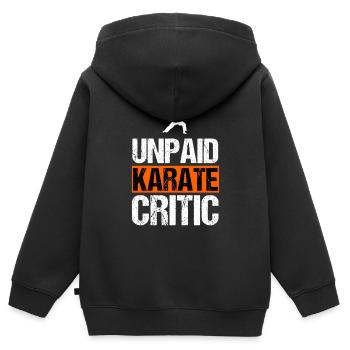 Unbezahlter Karate-Kritiker Lustiges Kampfsportdesign - Kinder Premium Organic Zip Hoodie - Schwarz - Hinten - AI Model Kid Male (0cm)