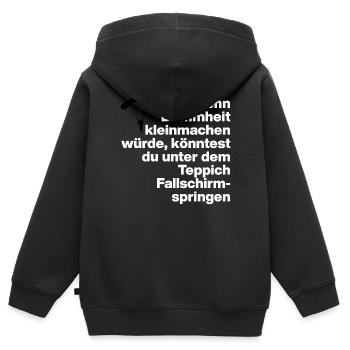 STUPIDITÉ, STUPIDITÉ, DISS, SARCASME, COQUIN, CADEAU - Sweat Premium à capuche zippé enfant bio - noir - Dos - AI Model Kid Male (0cm)