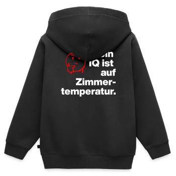 TON QI EST À TEMPÉRATURE AMBIANTE. SARCASME ESPIÈGLE - Sweat Premium à capuche zippé enfant bio - noir - Dos - AI Model Kid Male (0cm)
